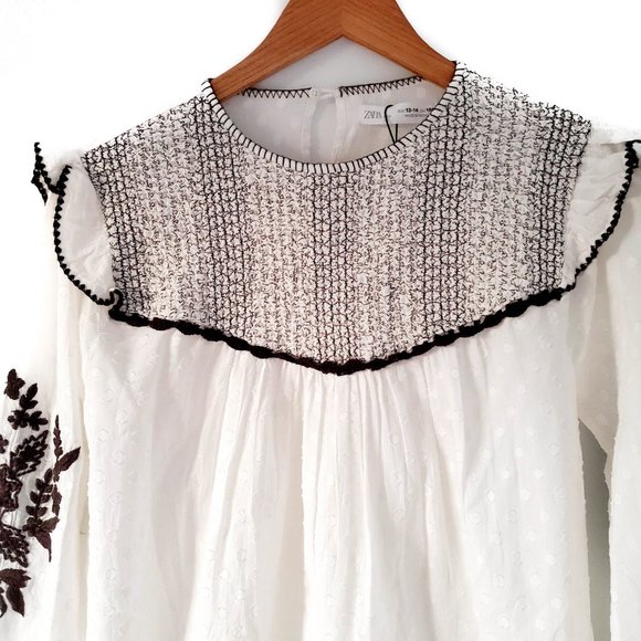 NWT Zara Kids White and Brown Top Size 13-14 - Picture 6 of 12